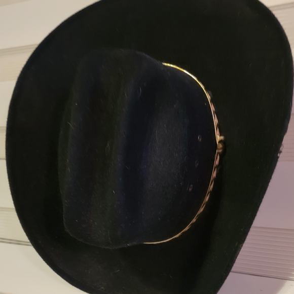 Black Cowboy Hat with Silver Band - Picture 2 of 11